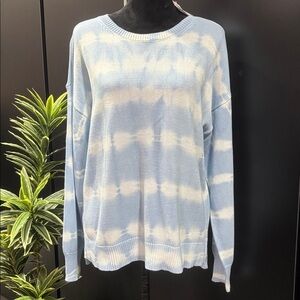 Design Story Knit Horizontal tie-dye stripe pullover sweater,slit sides